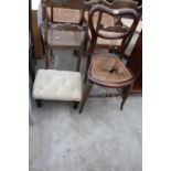 A VICTORIAN BEDROOM CHAIR AND A MODERN BURGESS (PATRICIA ROSE) STOOL