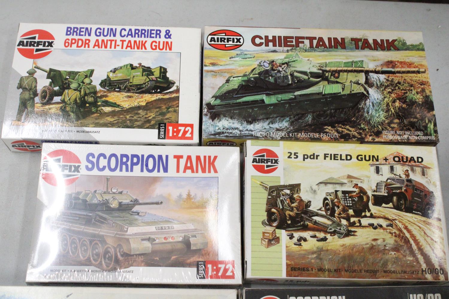 EIGHT BOXED AIRFIX MODEL KITS OF VARIOUS MILITARY VEHICLES AND EQUIPMENT ETC. - Image 2 of 7