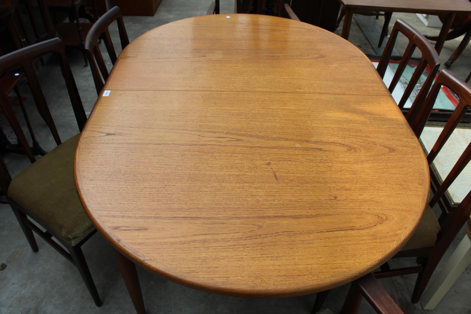 A G PLAN RETRO TEAK EXTENDING DINING TABLE, 64" X 44" (LEAF 18") AND SIX CHAIRS, TWO BEING CARVERS - Image 3 of 5