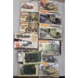TWELVE BOXED MATCHBOX AND AIRFIX MODEL KITS OF MILITARY VEHICLES
