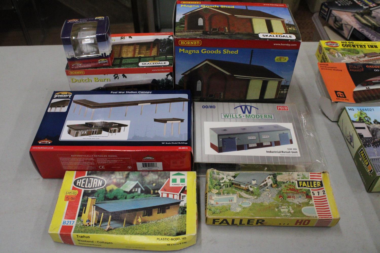 SEVEN BOXED MODEL KITS FOR TRAIN SET LANDSCAPING TO INCLUDE TWO HORNBY EXAMPLES