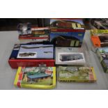 SEVEN BOXED MODEL KITS FOR TRAIN SET LANDSCAPING TO INCLUDE TWO HORNBY EXAMPLES