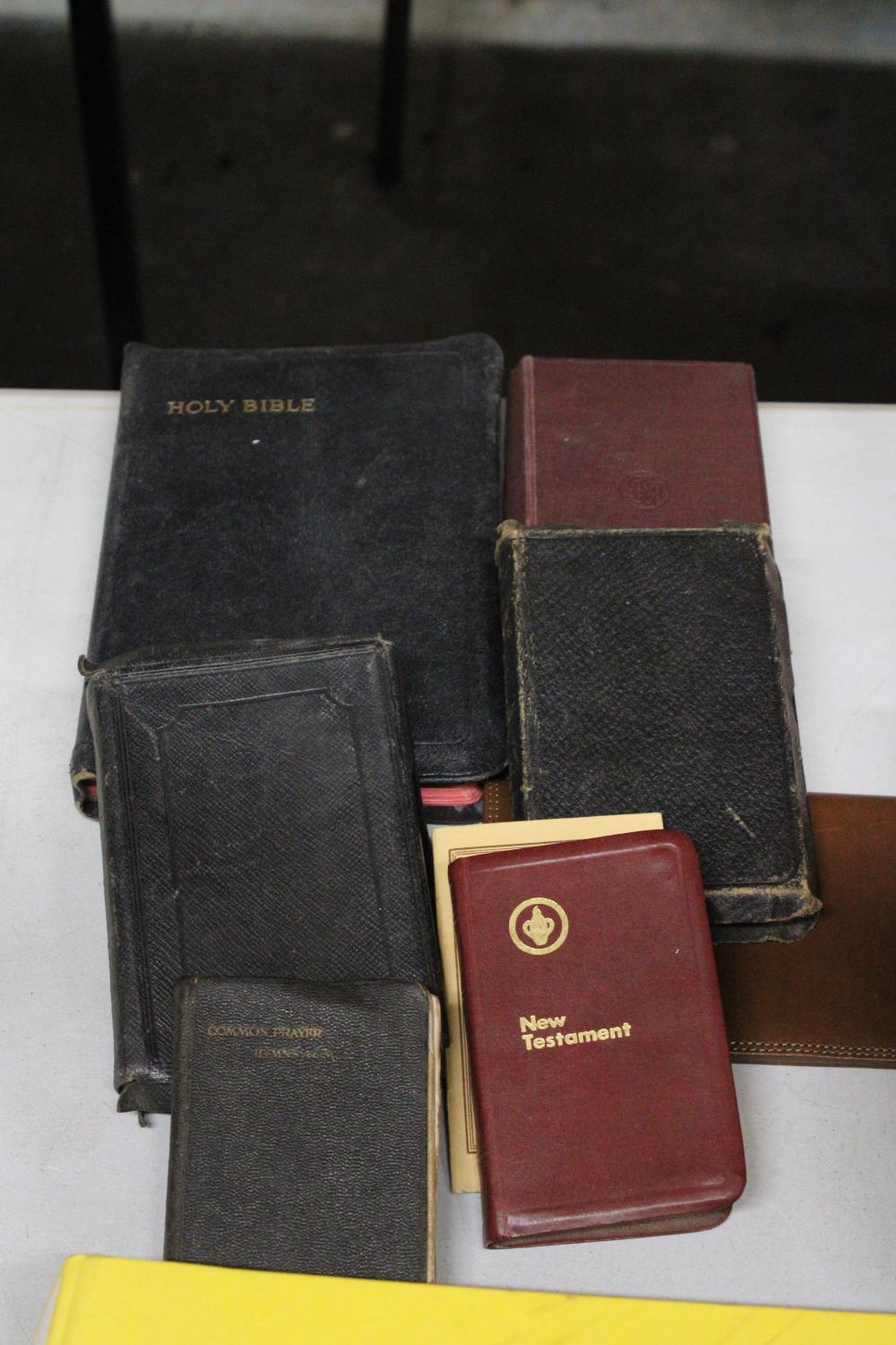 SIX VINTAGE RELIGIOUS BOOKS TO INCLUDE, THE BIBLE, COMMON PRAYER, ETC