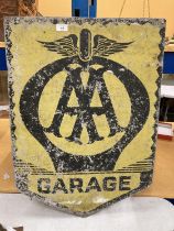 A VINTAGE LARGE METAL AA GARAGES SIGN