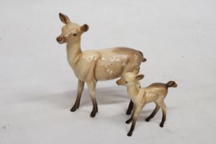 A BESWICK MODEL OF A DOE TOGETHER WITH A FAWN