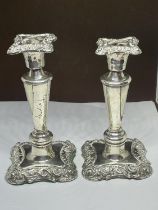 A PAIR OF HALLMARKED BIRMINGHAM SILVER CANDLESTICKS GROSS WEIGHT 212.7 GRAMS (ONE HAS WEIGHTED BASE)