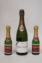 A BOTTLE OF FRENCH BRUT CELEBRITY VINTAGES BLANC DE BLANCS TOGETHER WITH TWO 20 CL BOTTLES OF