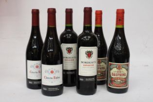 SIX BOTTLES OF COTES DU RHONE 2016 FRENCH WINE