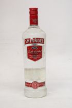 A 1 LITRE BOTTLE OF SMIRNOFF TRIPLE DISTILLED PREMIUM VODKA NO. 21