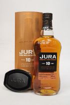 A 70 CL BOTTLE OF JURA SINGLE MALT WHISKEY AGED 10 YEARS