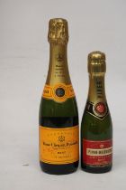 A 375 ML BOTTLE OF VEUVE CLICQYOT PONSARDIN CHAMPAGNE TOGETHER WITH A 187 ML BOTTLE OF PIPER-