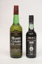 A 70CL BOTTLE OF MONTE CRISTO PALE CREAM TOGETHER WITHA 375 CL BOTTLE OF CROFT PORT LATE BOTTLED