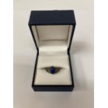 A VINTAGE LAPIS LAZULI CABACHON RING, SIZE M, BOXED