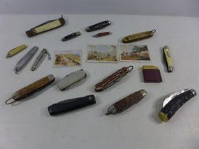 A COLLECTION OF FIFTEEN PENKNIVES FROM 5CM - 11.5CM