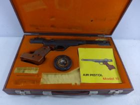 A CASED 'ORIGINAL' MODEL 10 .177 CALIBRE AIR PISTOL, 18CM BARREL. LENGTH 42CM, SERIAL NUMBER