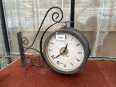 A TEMPUS FUGIT VINTAGE STYLE WALL MOUNTED CLOCK WITH BRACKET