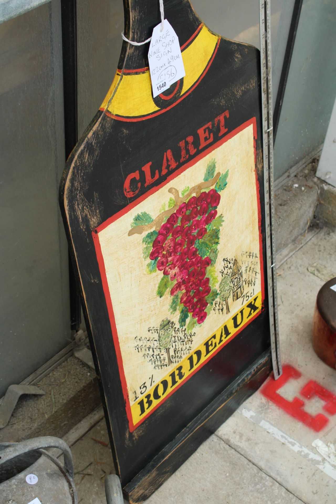 A LARGE WOODEN HAND PAINTED WINE SHOP SIGN IN THE FORM OF A WINE BOTTLE - Image 2 of 5