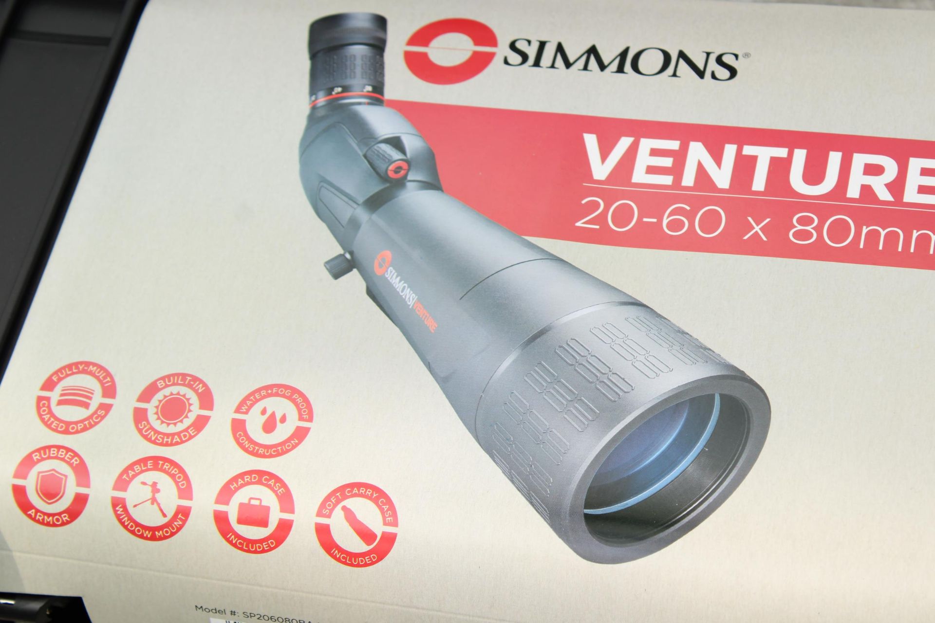 A NEW AND PACKAGED SIMMONS VENTURE 20-60 x 80MM TELESCOPE WITH CARRY CASE AND TRIPOD STAND - Image 2 of 4