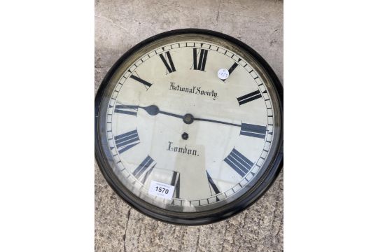 A NATIONAL SOCIETY LONDON WOODEN CASED WALL CLOCK - Image 2 of 3