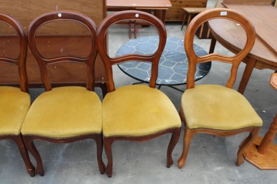 A SET OF SIX VICTORIAN STYLE BALLOON BACK DINING CHAIRS - Image 2 of 4