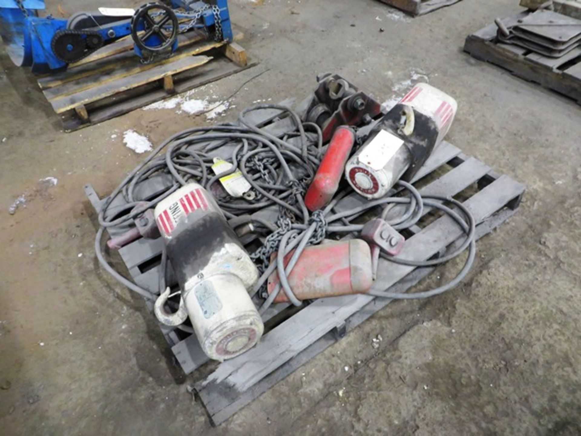 (2) Coffing 1 Ton Electric Hoist with Trollies