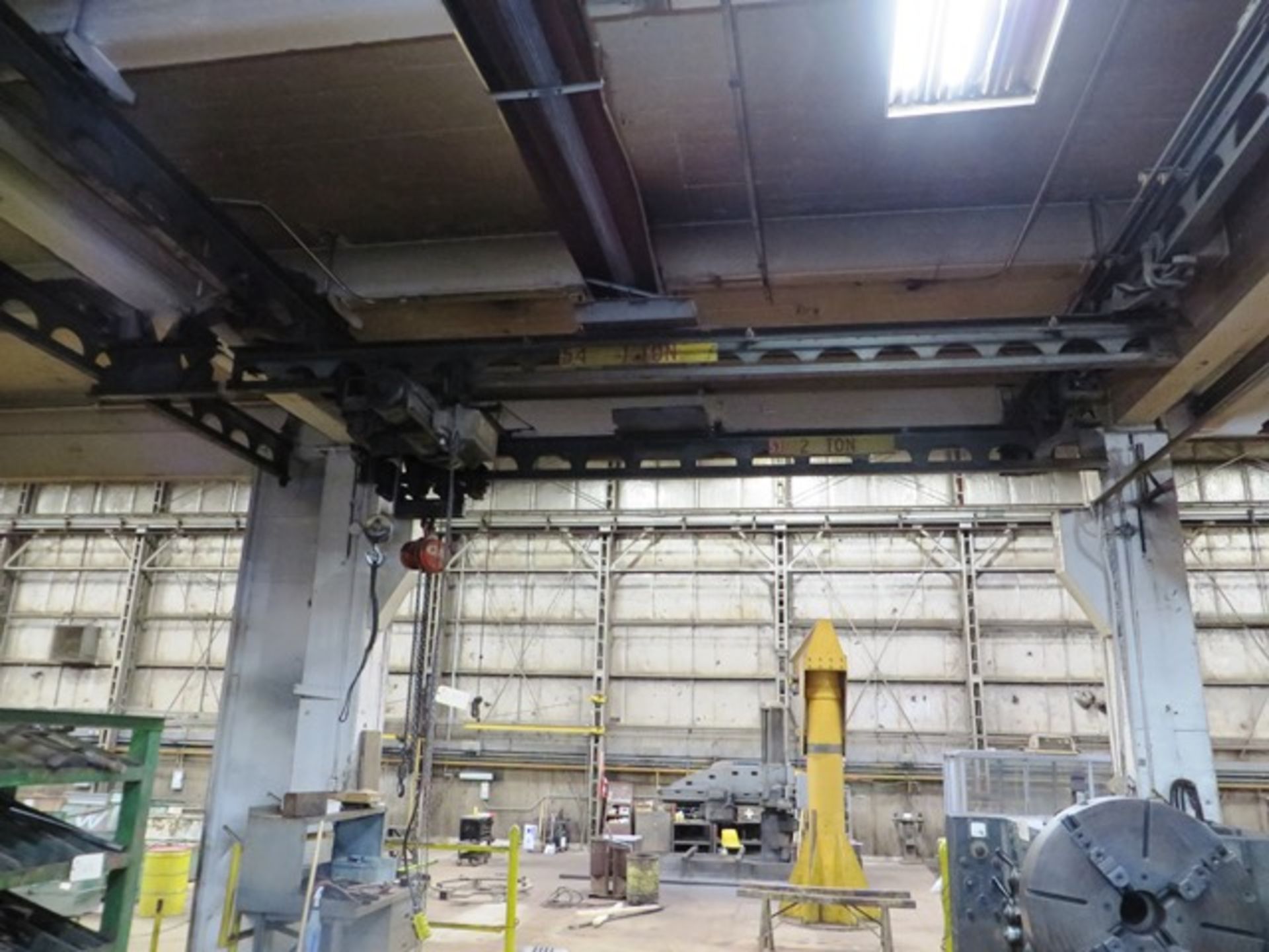 (1) Cleveland Electric Hoist with Bridge & (1) Cyclone 2 Ton Chain Fall with Bridge on Runway