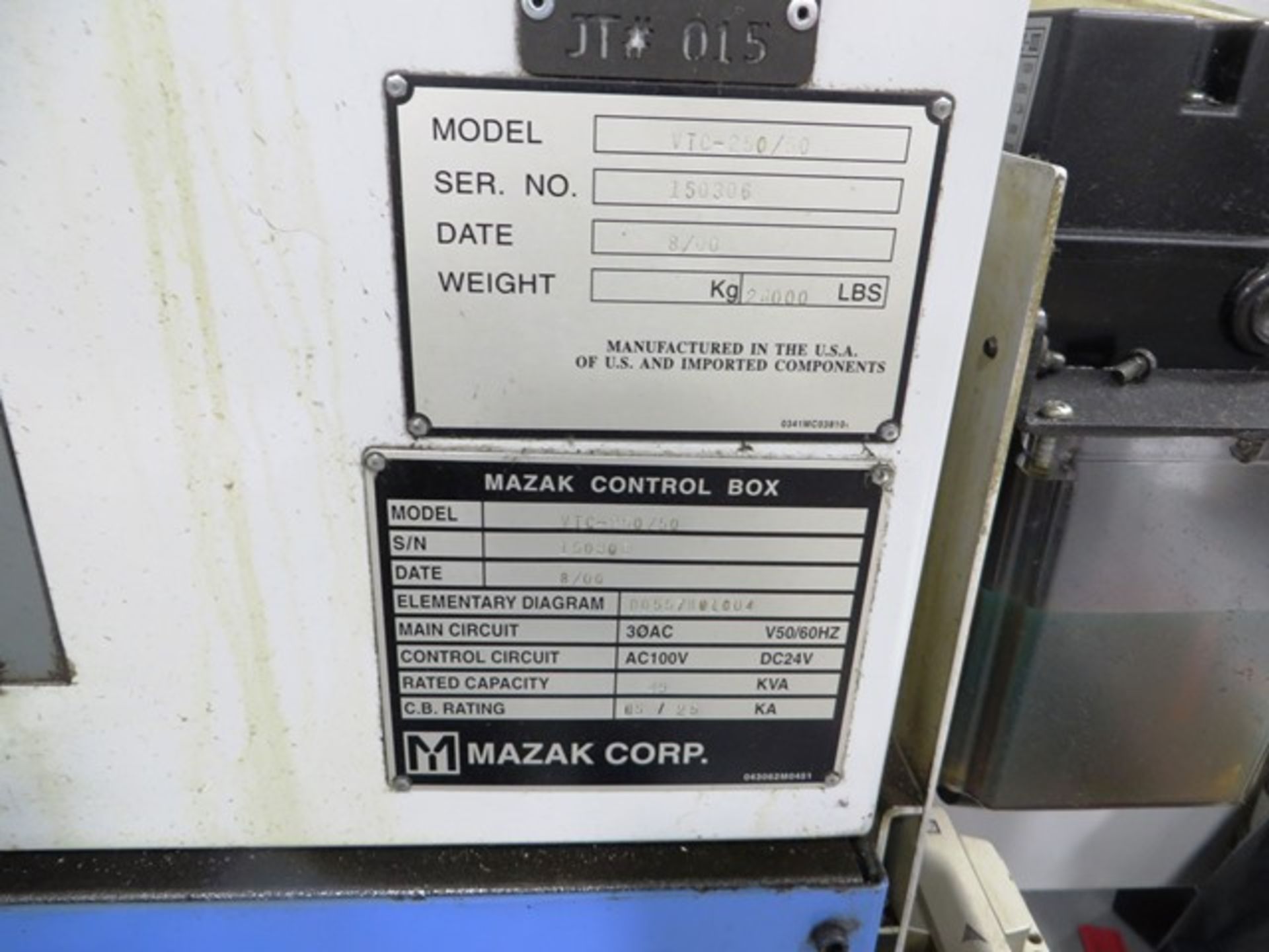 Mazak VTC-250/50 CNC Vertical Machining Center - Image 6 of 6