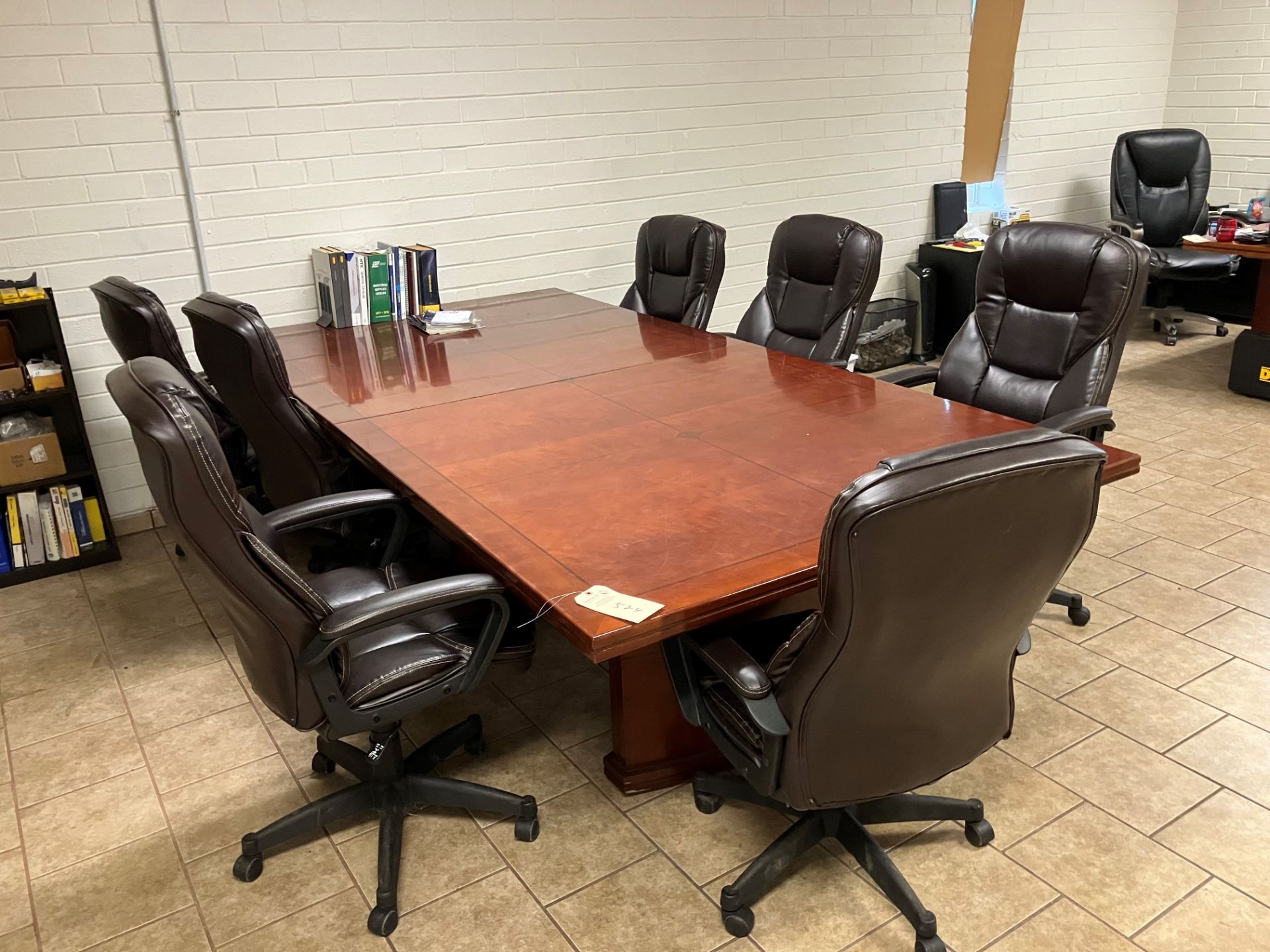 5' x 10'' Conference Table with 7 Leather Chairs