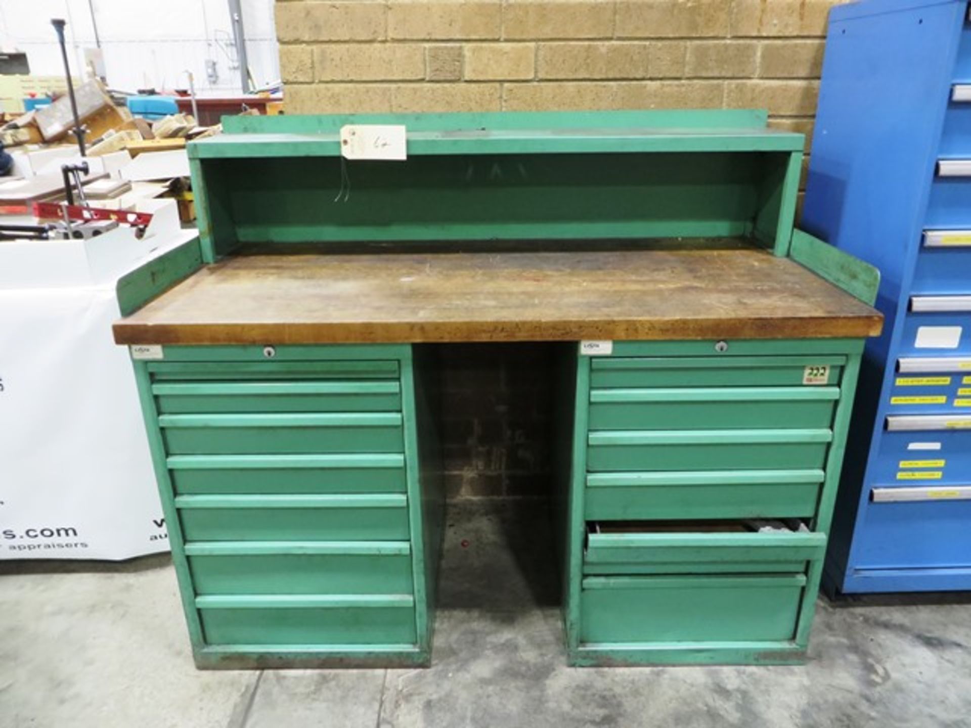(2) Lista 7 Drawer Cabinets / Butcher Block Work Bench