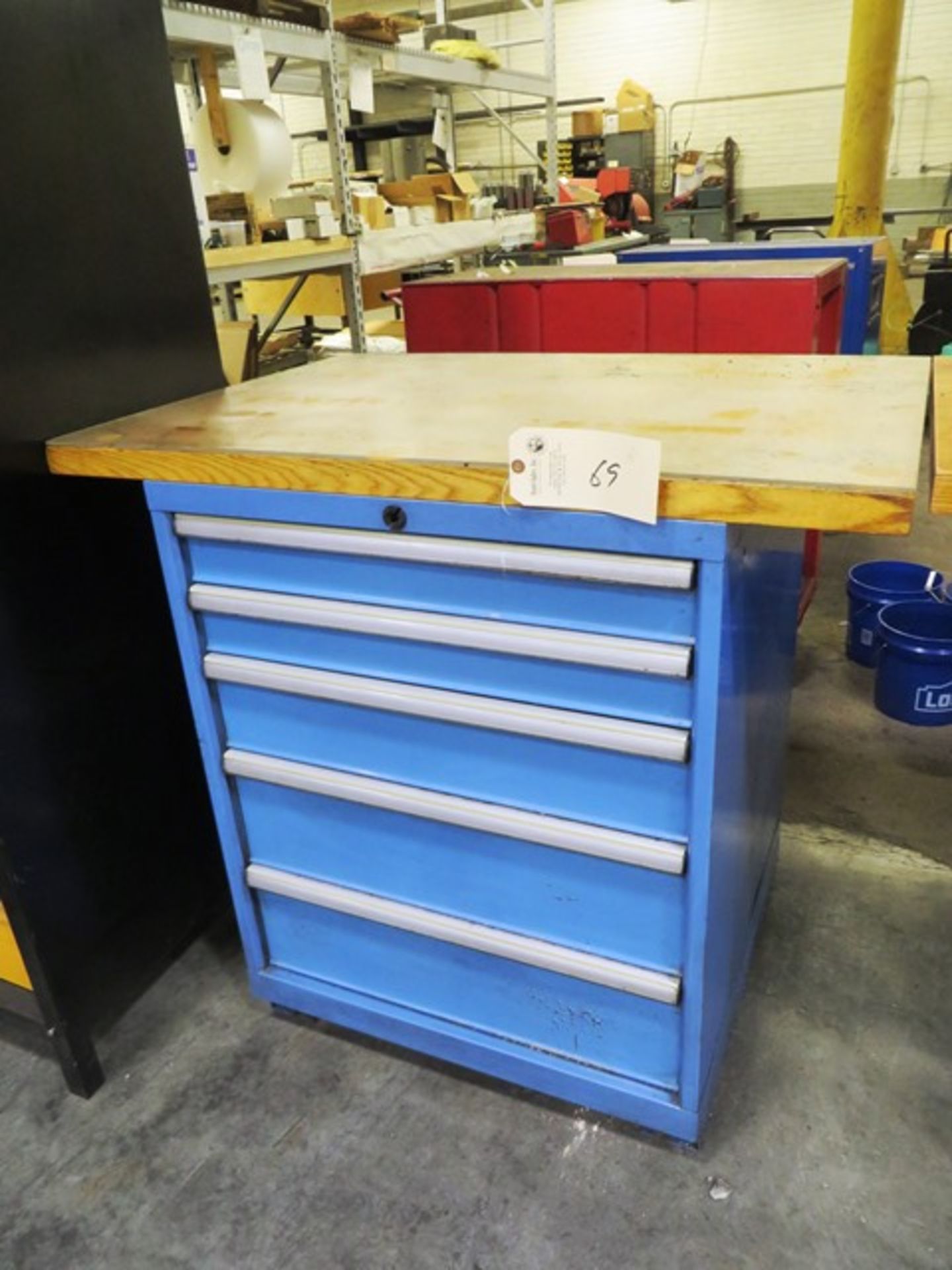 Lista 5 Drawer Tool Cabinet with Butcher Block Top