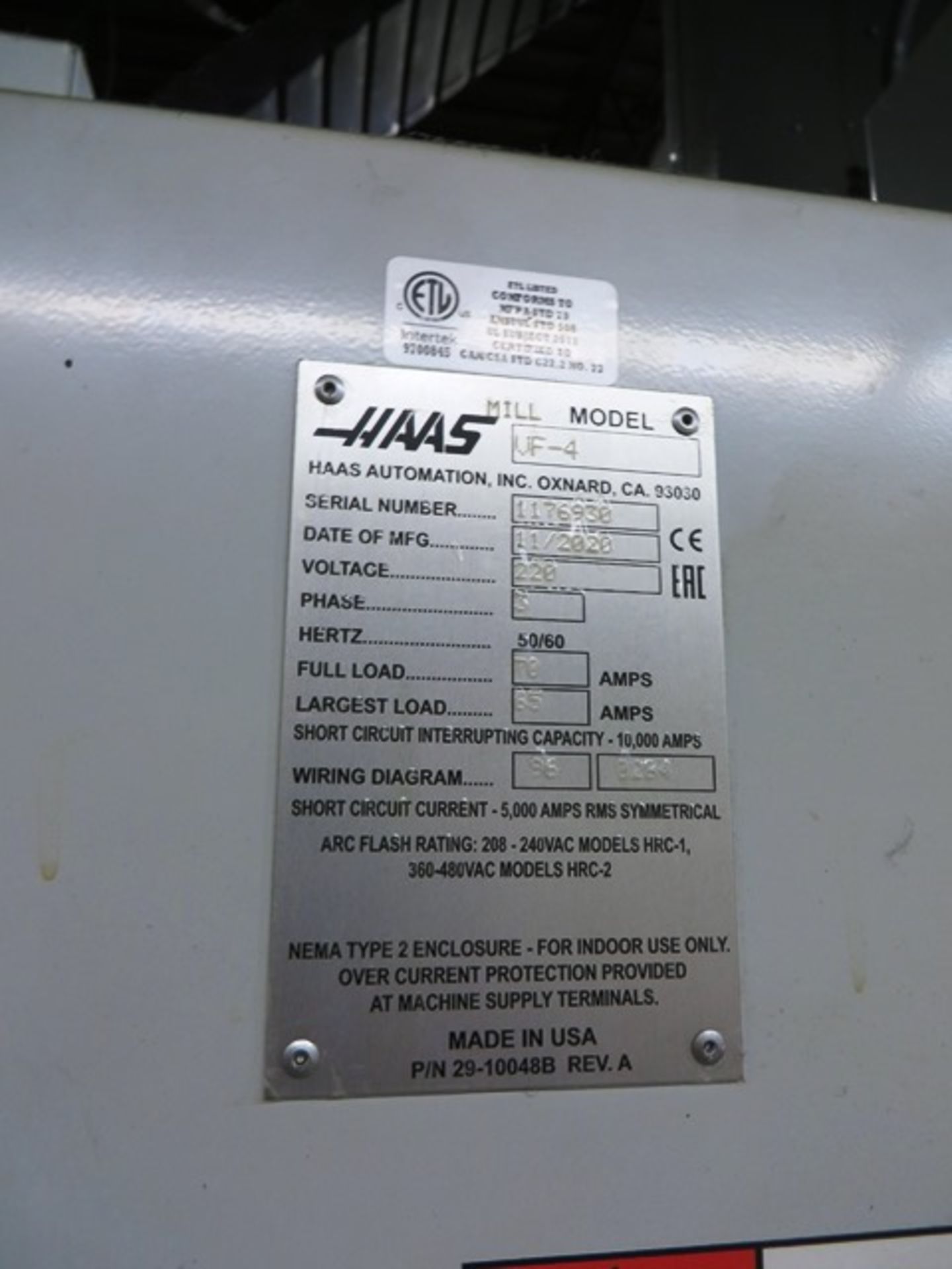 Haas VF-4 3-Axis CNC Vertical Machining Center - Bild 6 aus 6