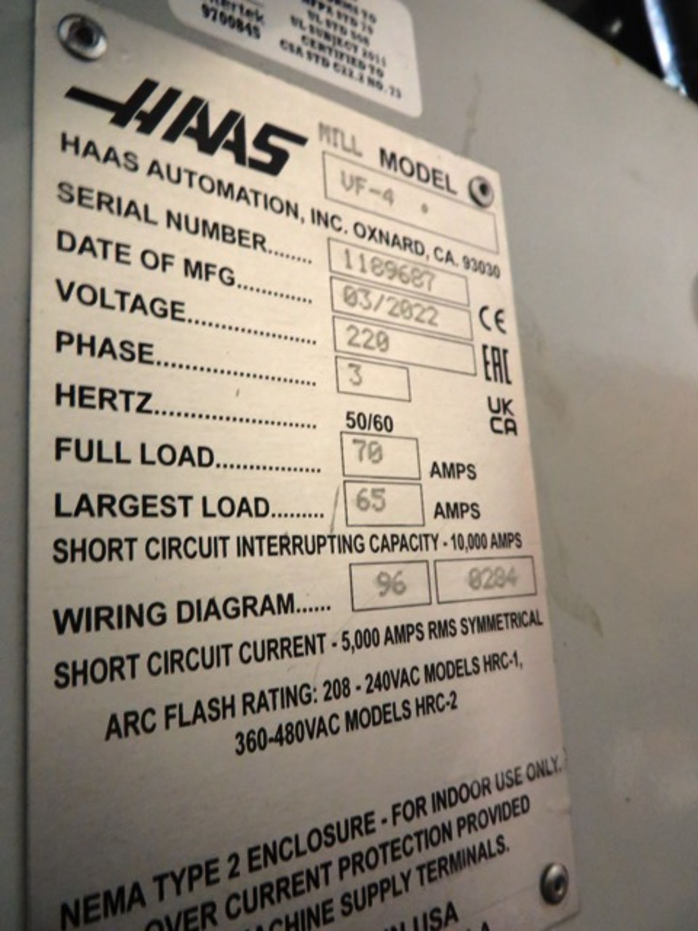 Haas VF-4 3-Axis CNC Vertical Machining Center - Bild 7 aus 7