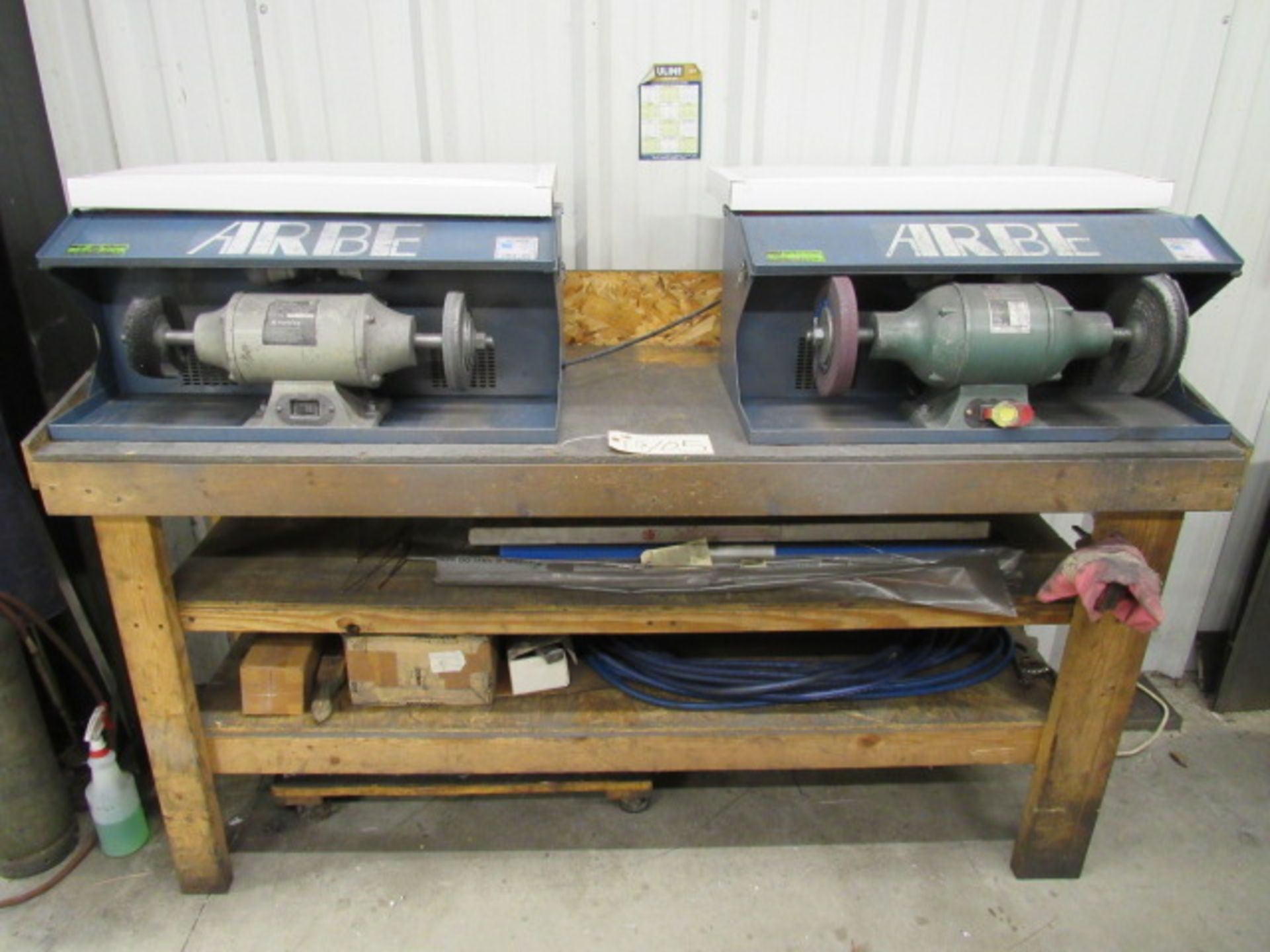 Workbench with (2) Arbe 8'' Grinders