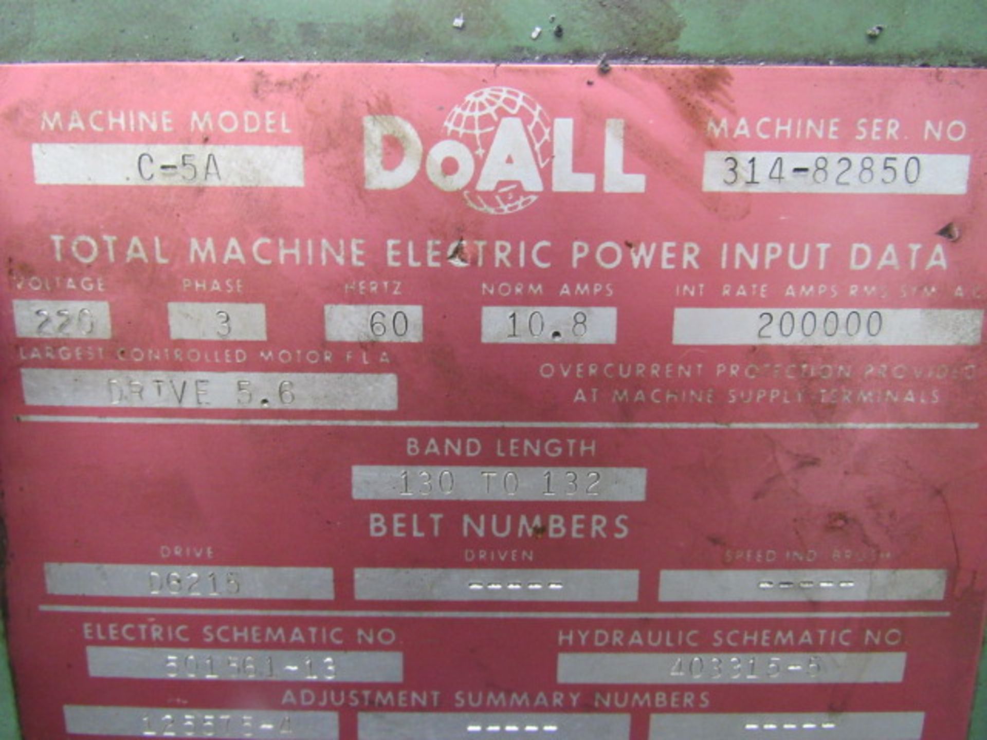 Doall C-5A Automatic Horizontal Band Saw - Image 5 of 5