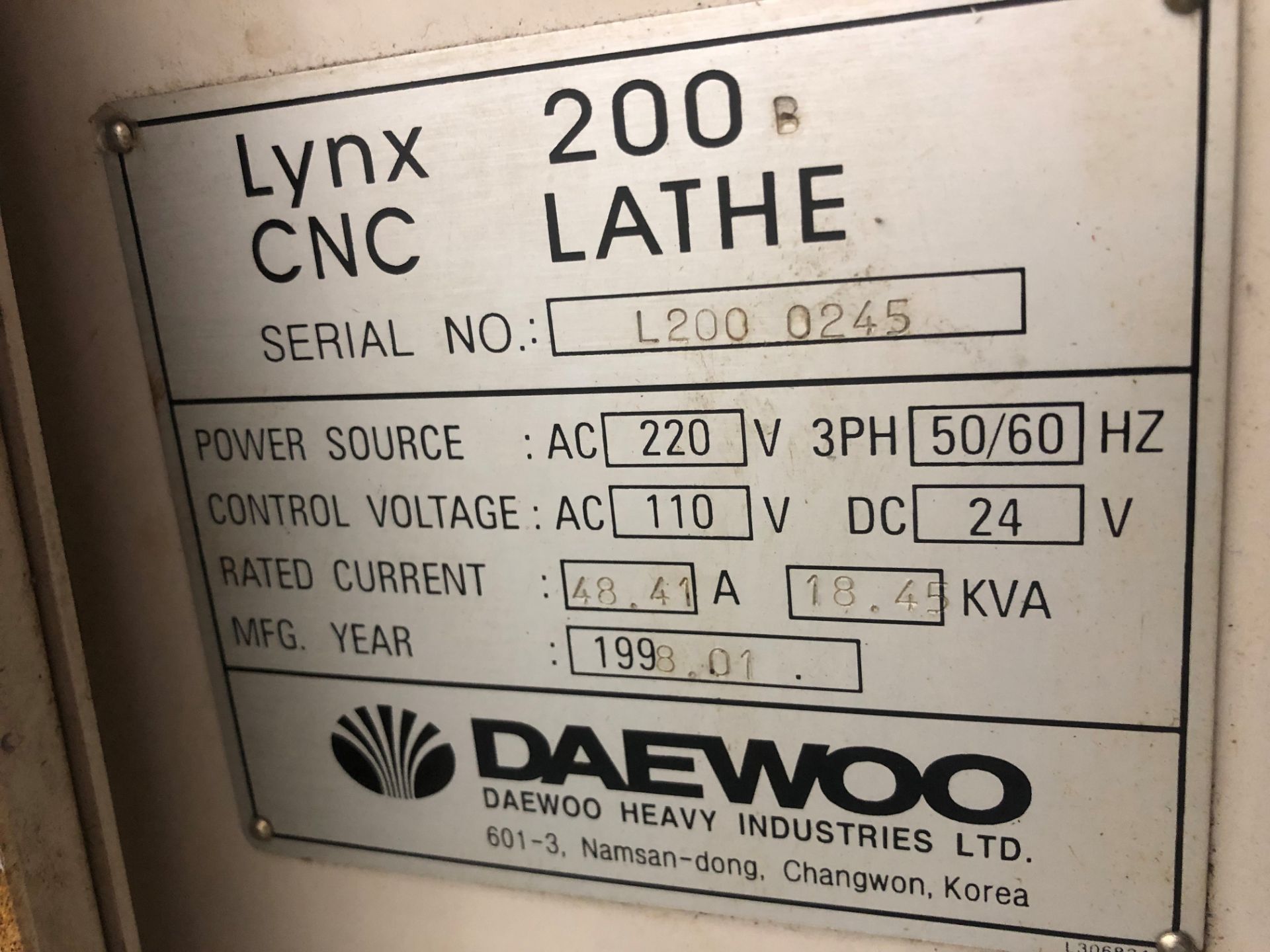 Daewoo Lynx 200B Turning Center - Image 5 of 5