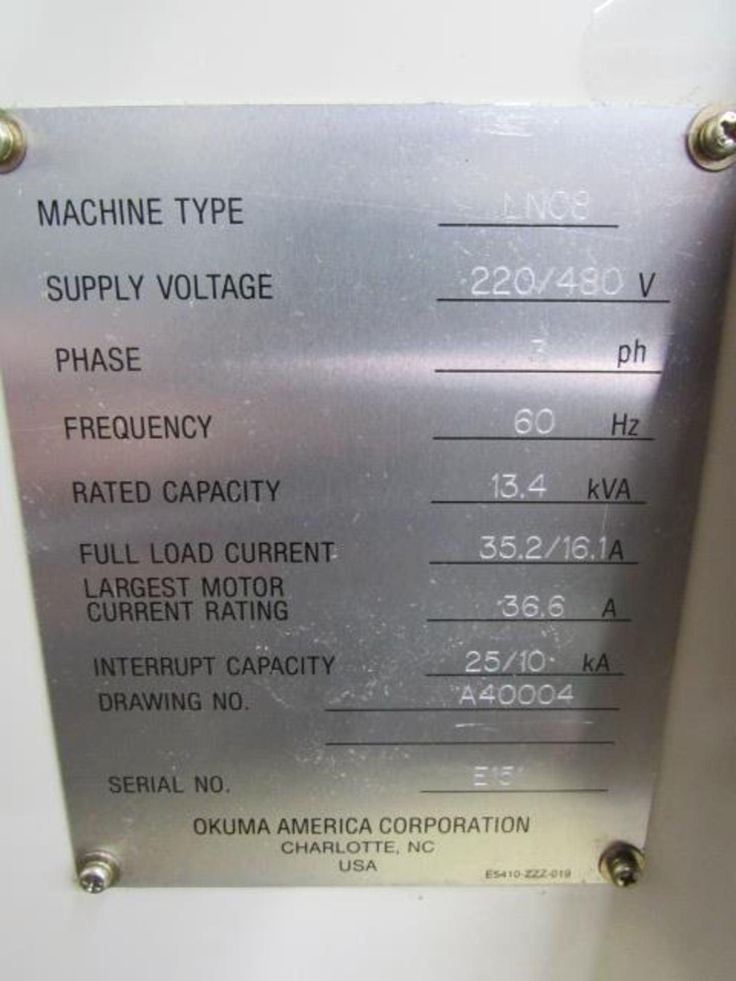 Okuma Cadet-W Model LNC 8W ''Big Bore'' Dual Spindle CNC Turning Center - Image 8 of 8