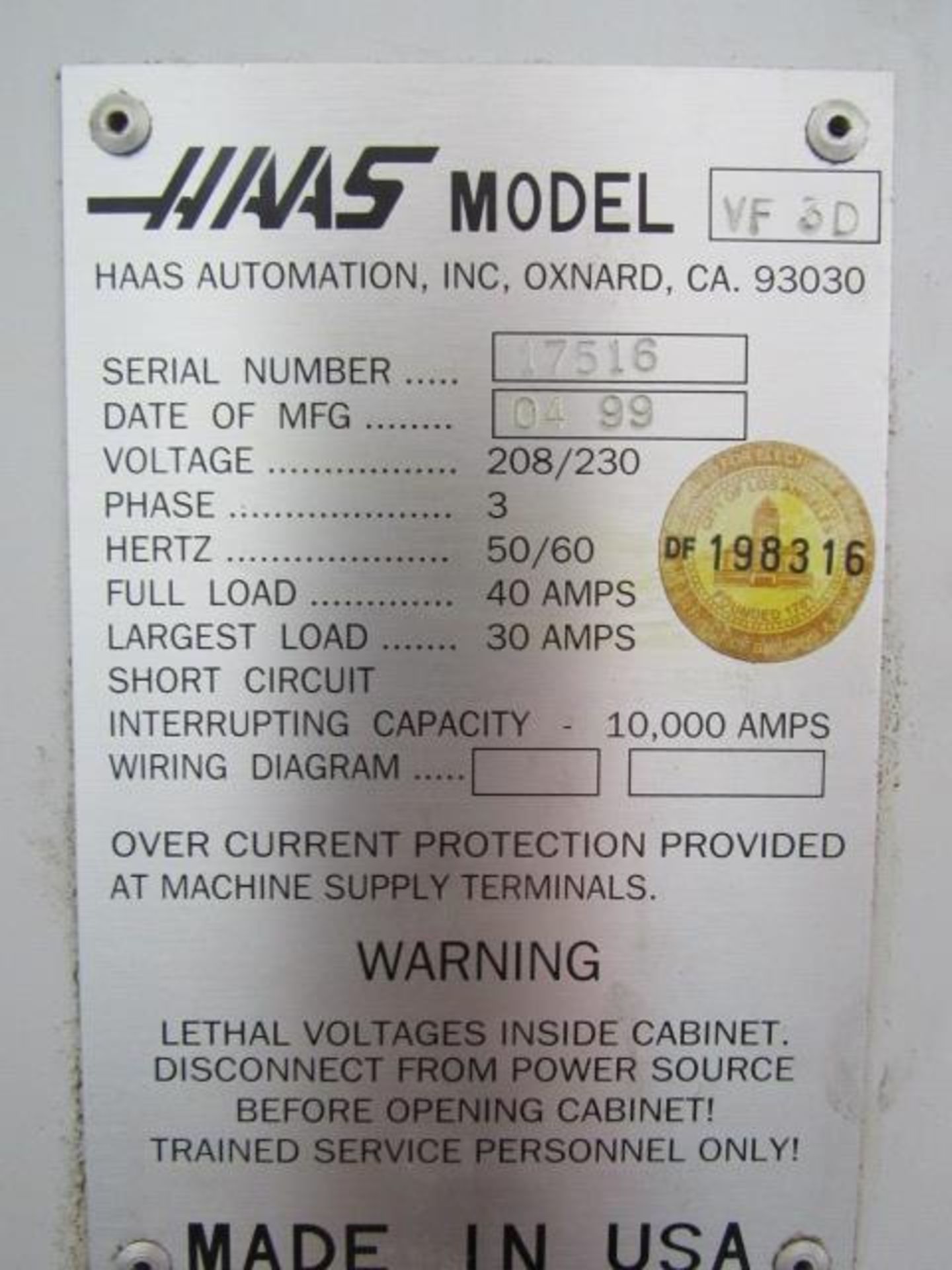 Haas VF-3D 4/5-Axis CNC Vertical Machining Center - Image 7 of 7