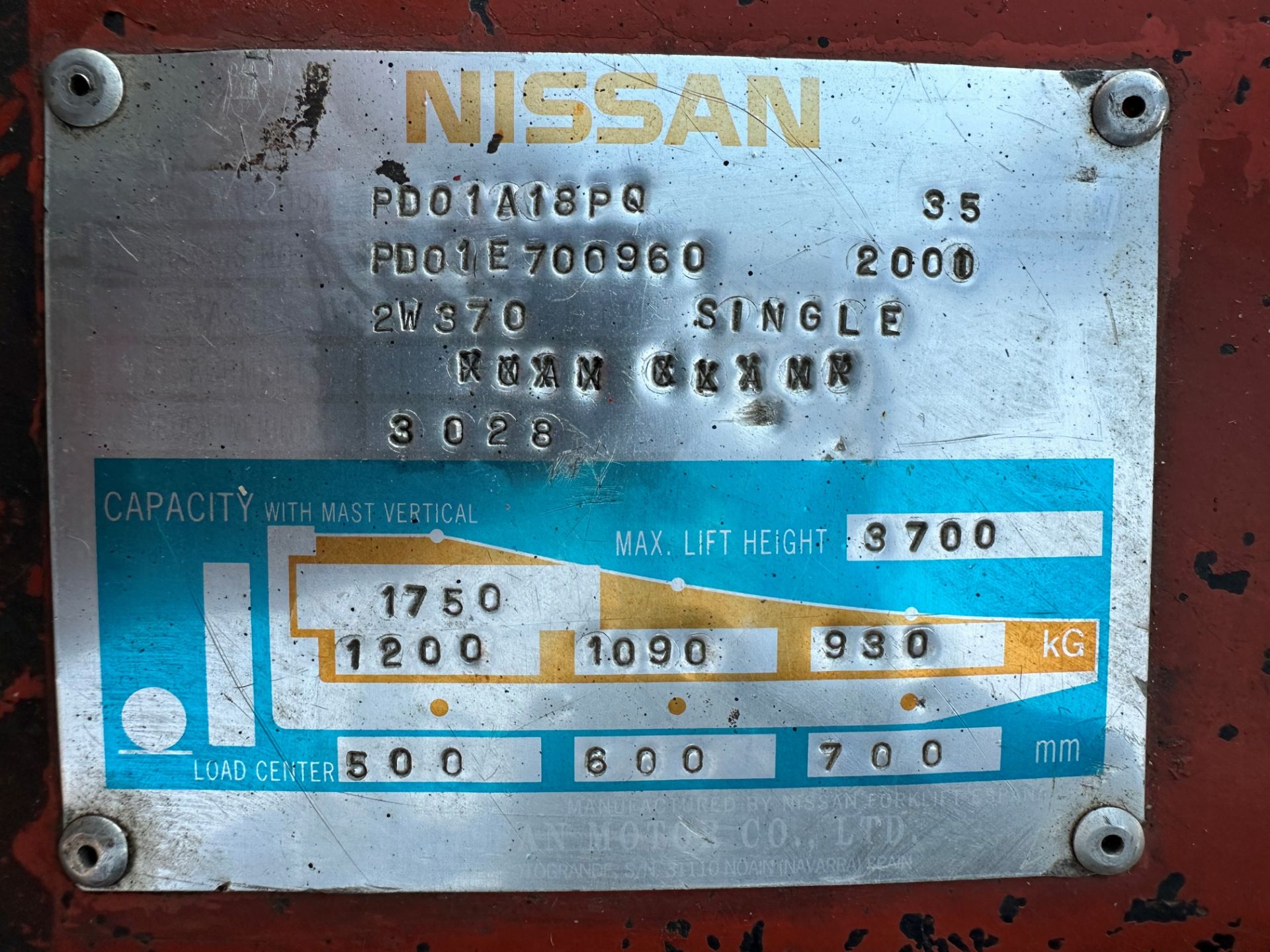 Nissan Gas Powered Fork Lift Truck - Image 9 of 9