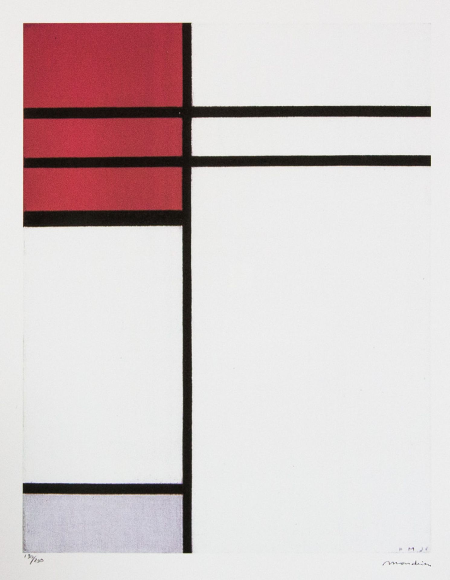 Piet Mondrian 'Composition with Red and Grey'