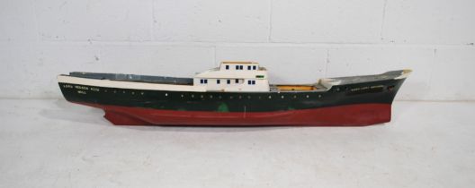 A wooden model ship of the H330 Lord Nelson, A/F - length 125cm