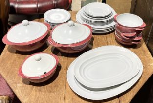 A Branksome China part dinner service including serving platters, dinner plates, dishes etc.