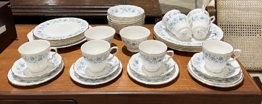 A Colclough part tea set and dinner services in blue floral pattern