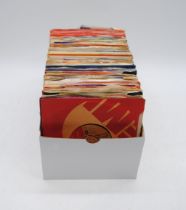 A quantity of various 7" vinyl records, including The Tams, Dean Martin, Elton John, Chicago,