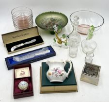 A collection of various glass, china, pill pots etc.