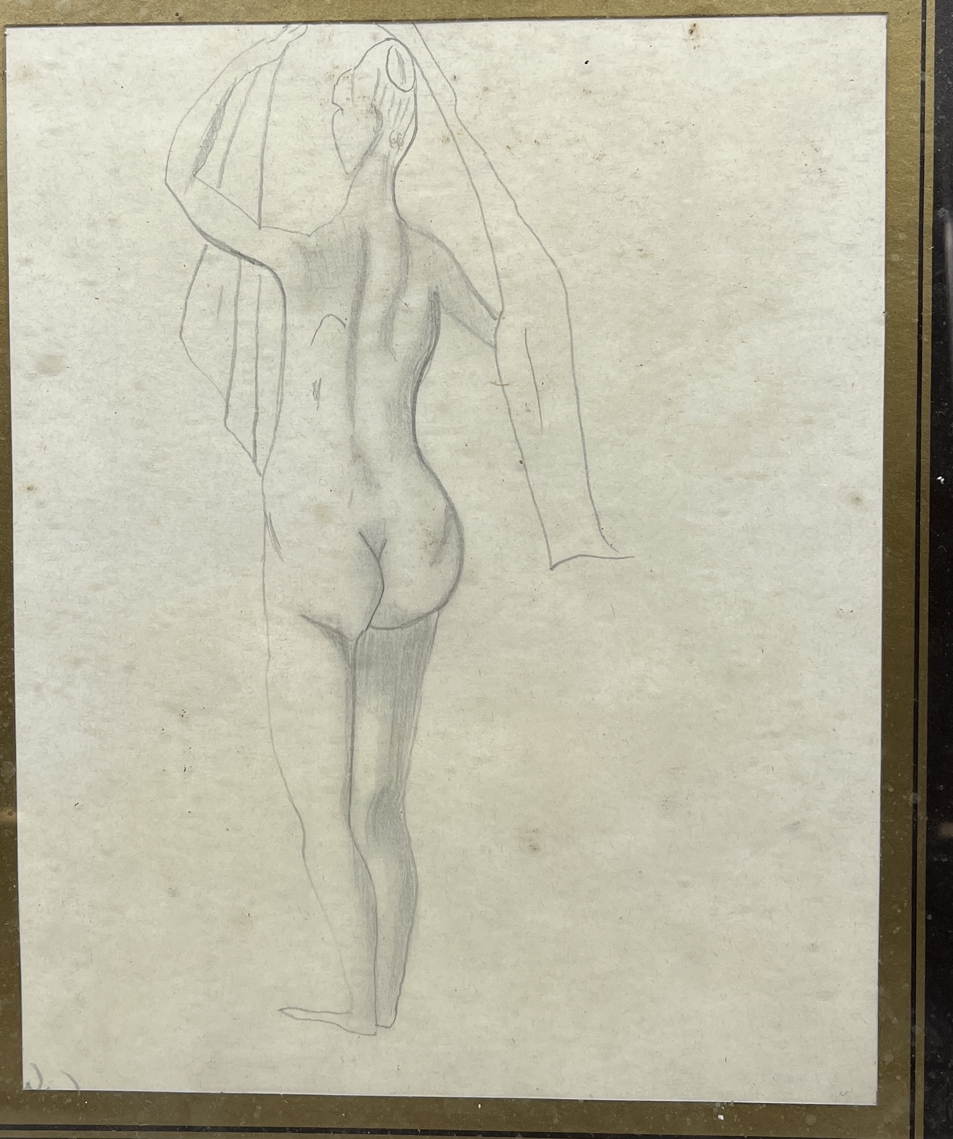 Two small pencil sketches showing nude figures by Sylvia M Dixon Ward, both signed and described - Bild 3 aus 5