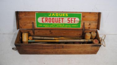 A vintage boxed Jaques croquet set