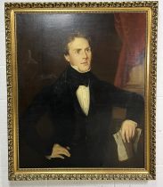 A large Victorian oil on canvas of a gentleman, no obvious signature - 113cm x 95cm