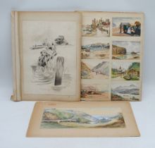 A collection of turn of the century watercolours and sketches, mostly postcard size various