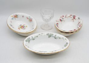 An antique glass rummer, along with a quantity of Minton ceramic dishes, consisting of a pair of '