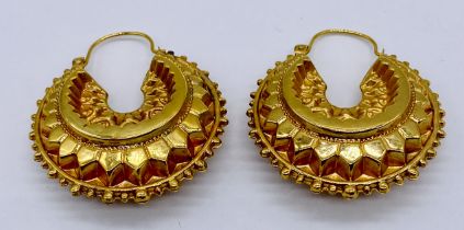 A pair of 9ct gold Etruscan revival earrings, weight 5.4g